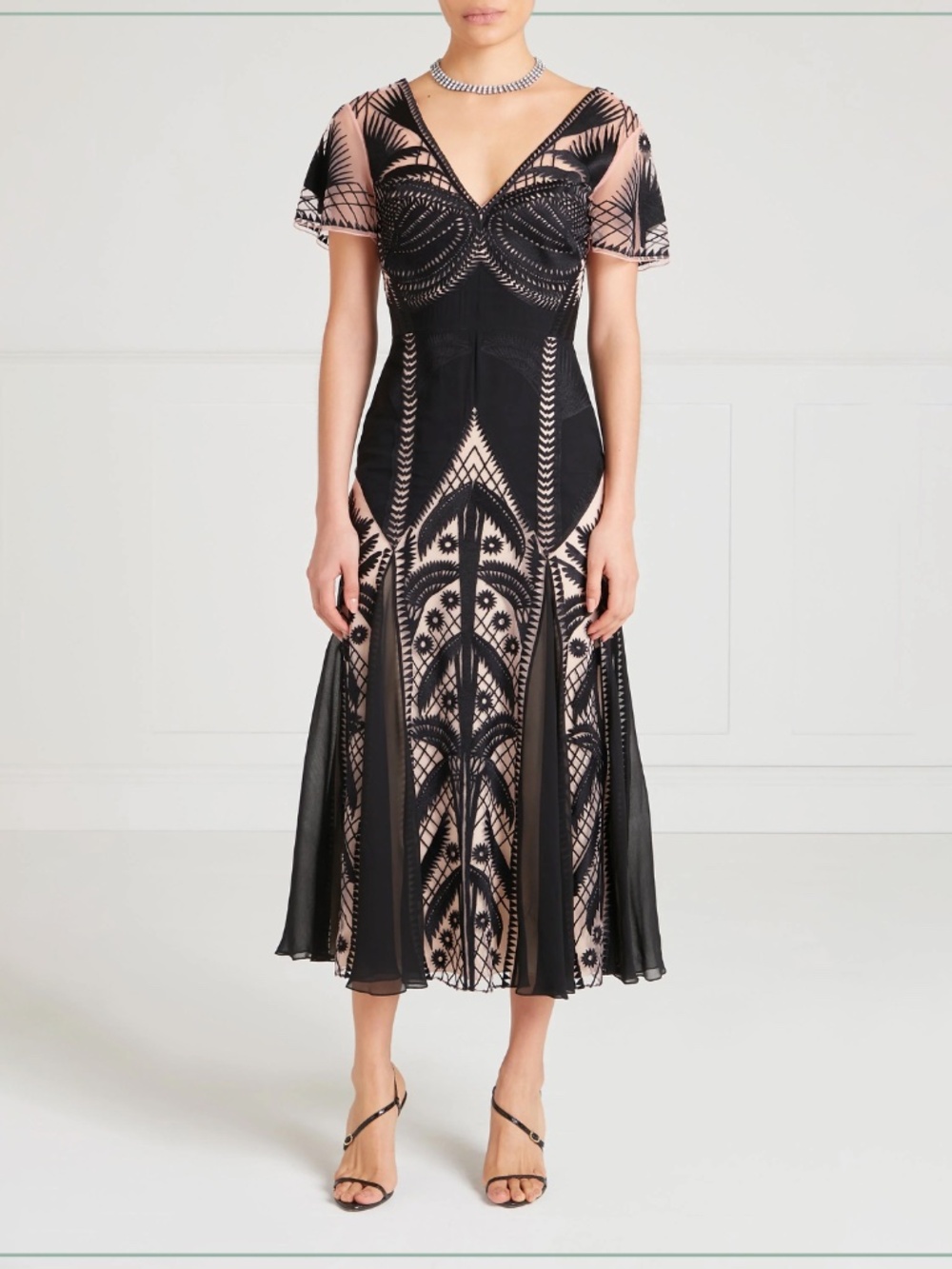 $2550 Temperley London 2026 ‘Giselle’ Embroidered Georgette Runway Midi Dress
